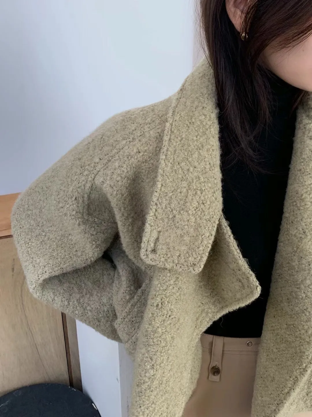 11月PO 高質高級感 ｜ 1124107 Alpaca wool廓型oversized 短版外套