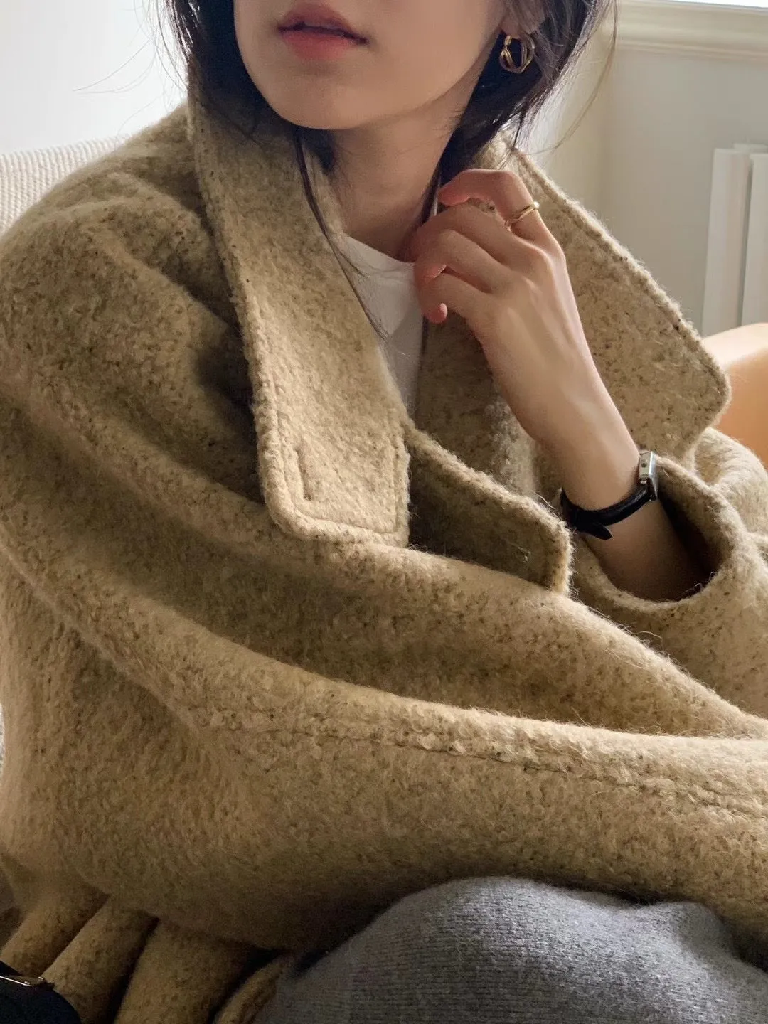11月PO 高質高級感 ｜ 1124107 Alpaca wool廓型oversized 短版外套