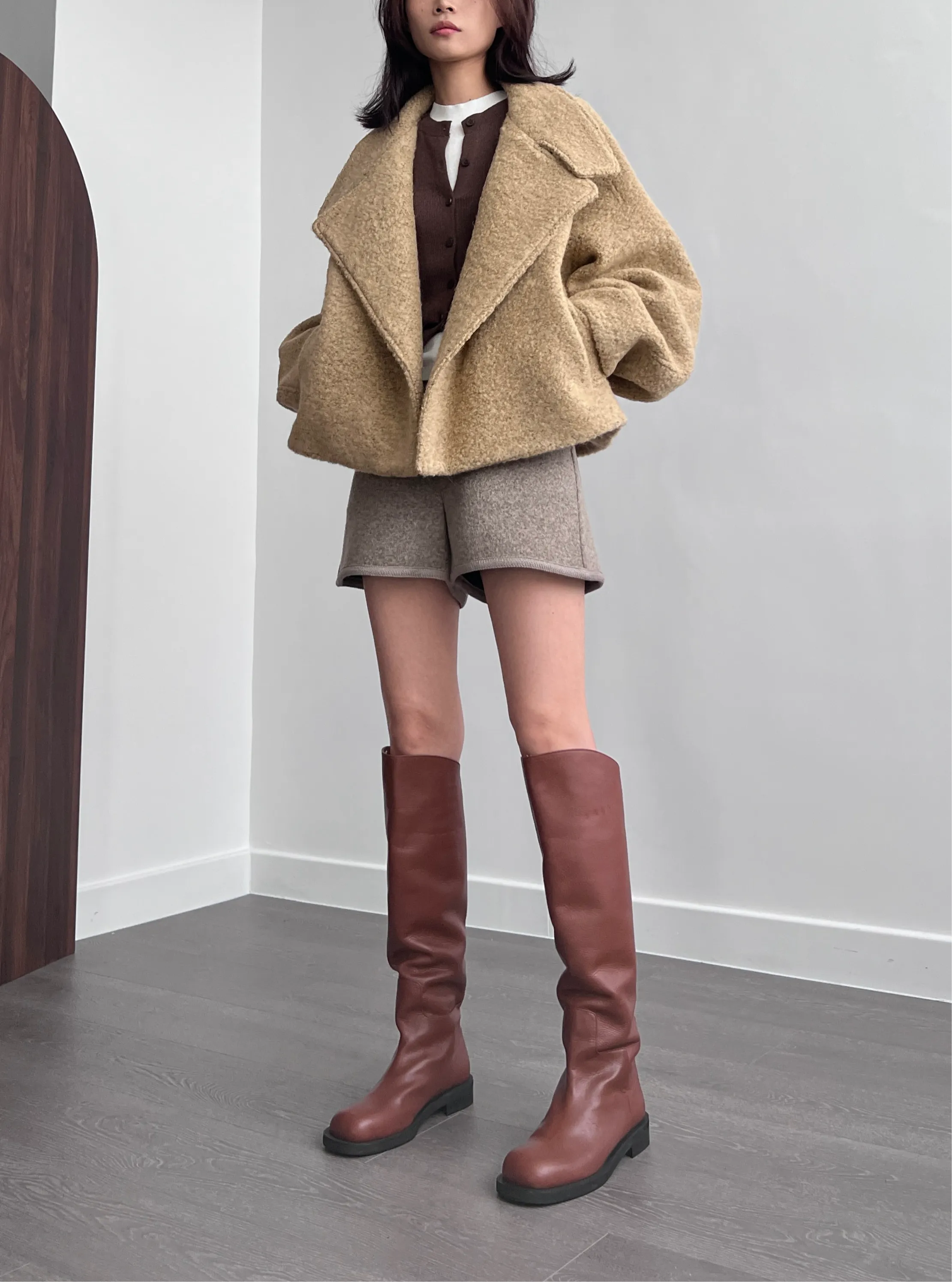 11月PO 高質高級感 ｜ 1124107 Alpaca wool廓型oversized 短版外套
