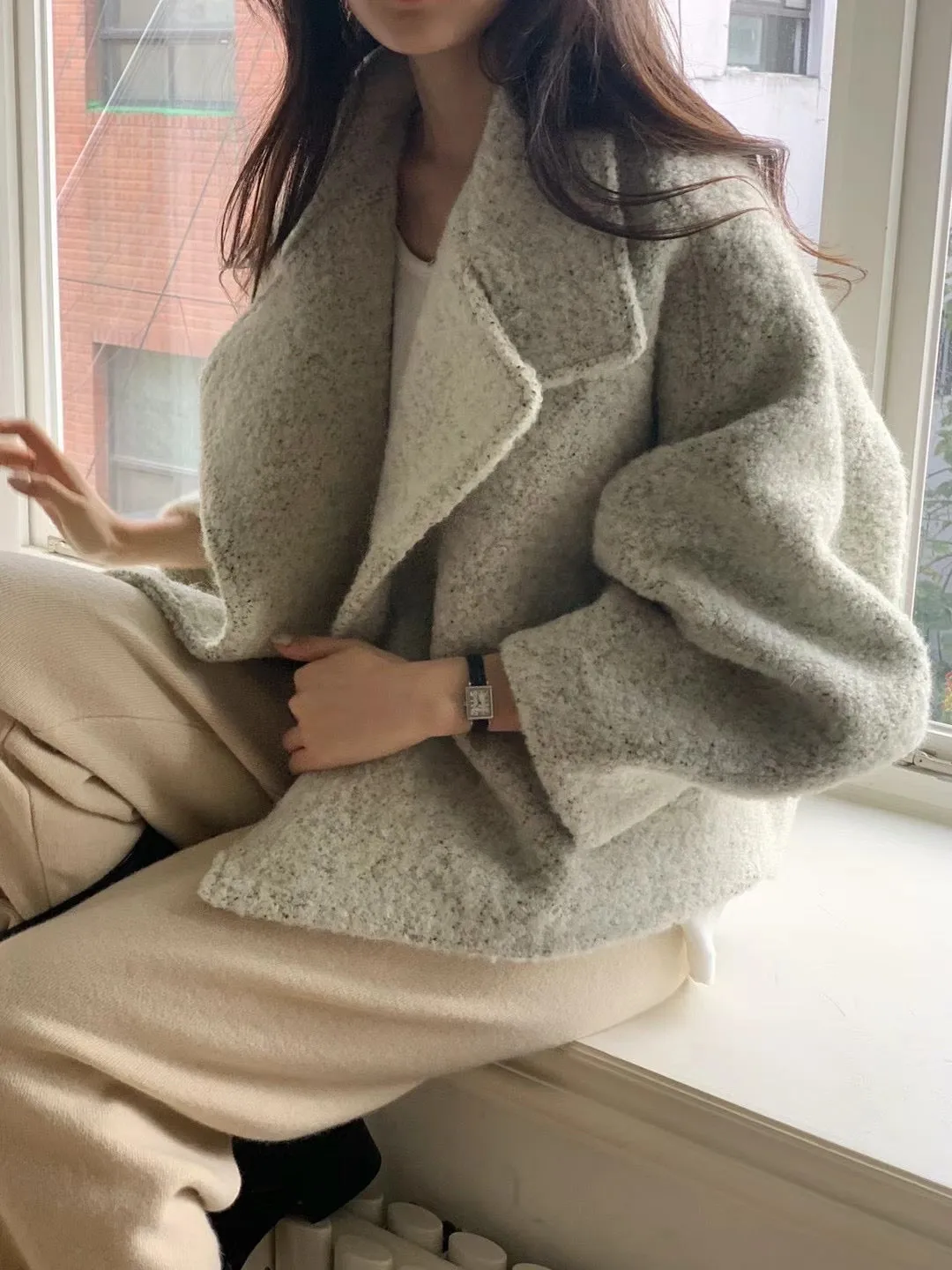 11月PO 高質高級感 ｜ 1124107 Alpaca wool廓型oversized 短版外套