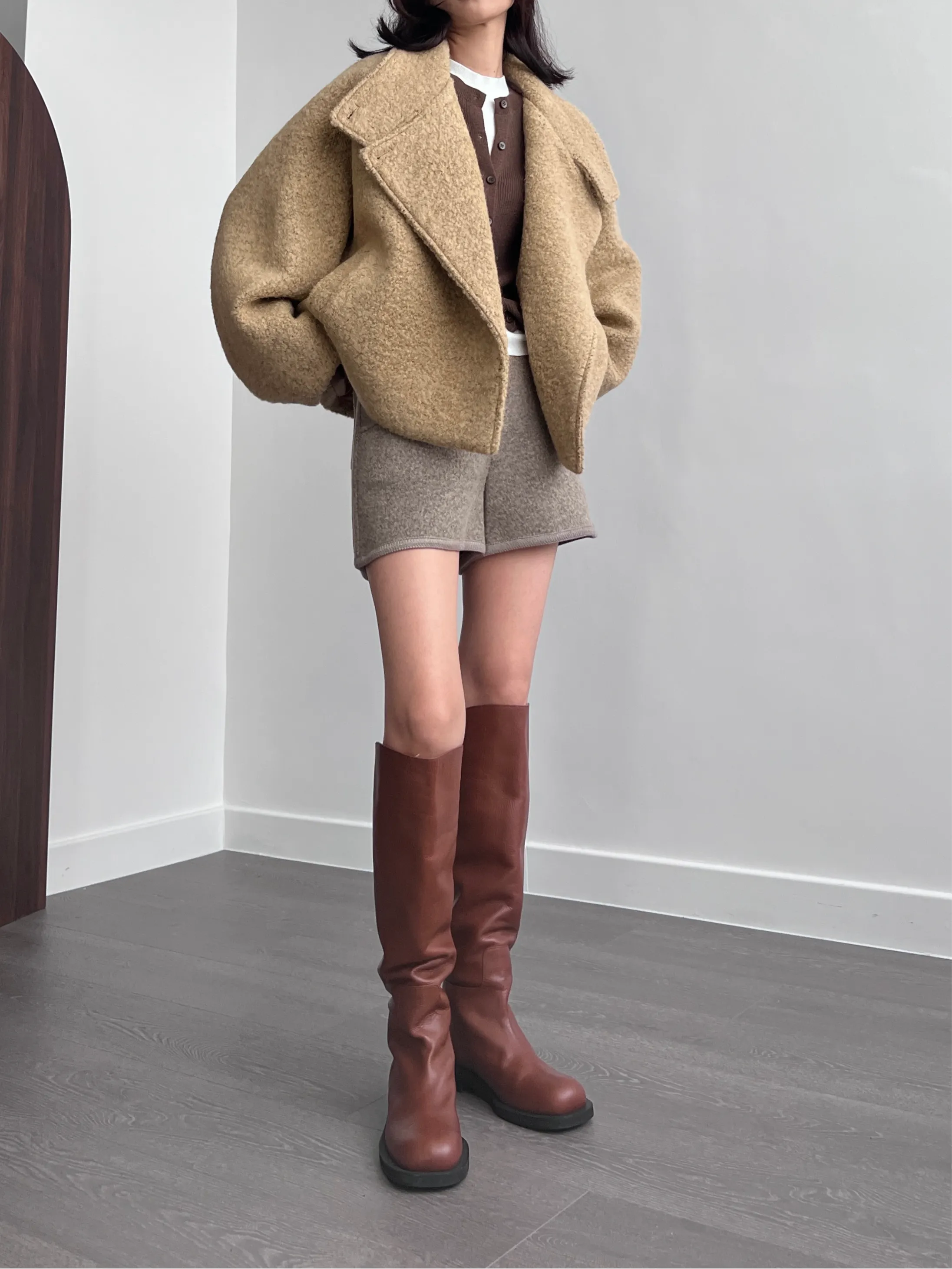 11月PO 高質高級感 ｜ 1124107 Alpaca wool廓型oversized 短版外套