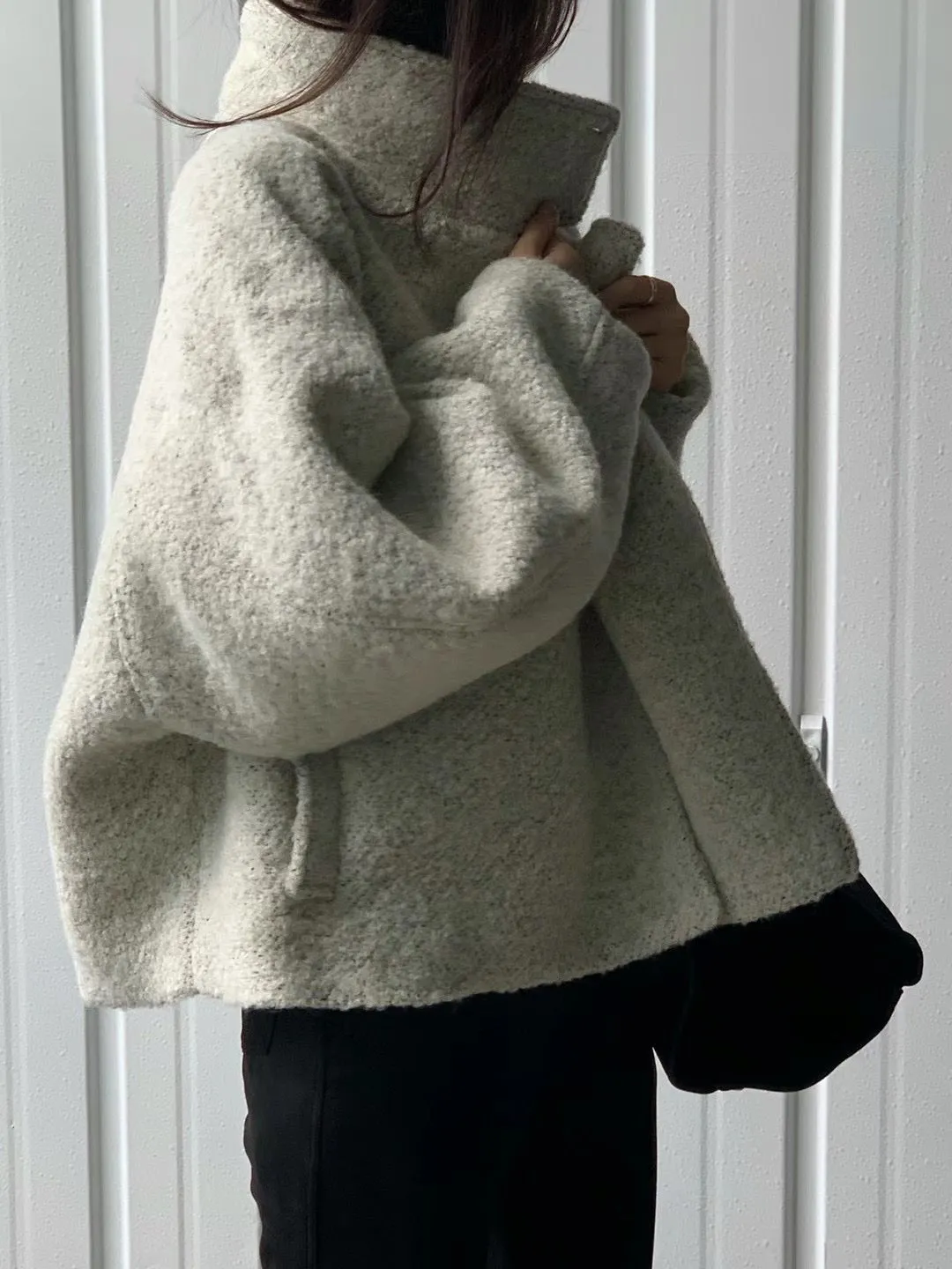 11月PO 高質高級感 ｜ 1124107 Alpaca wool廓型oversized 短版外套