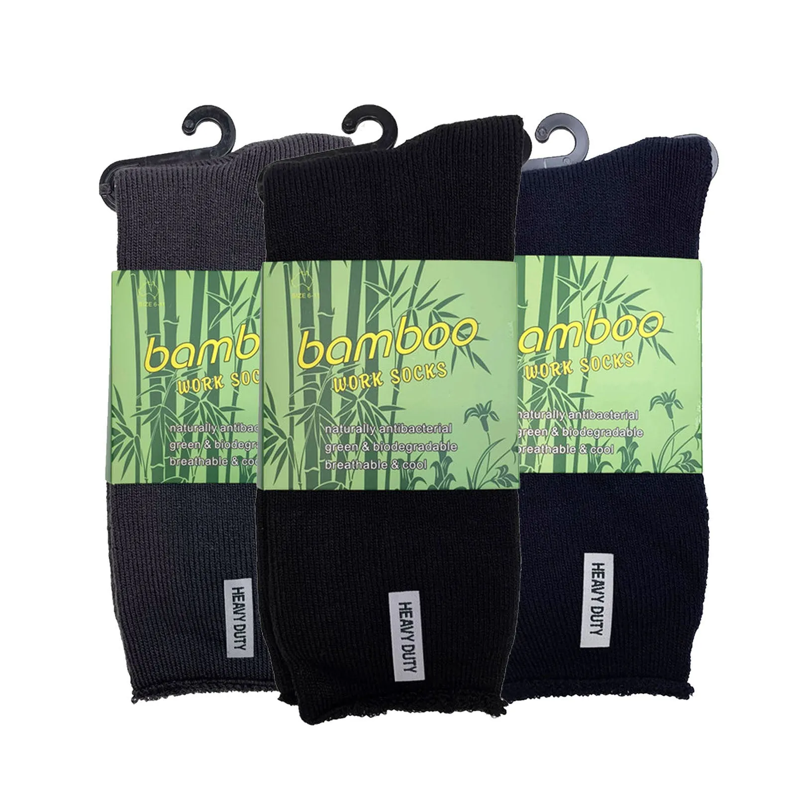 3 Pairs PREMIUM BAMBOO SOCKS Mens Heavy Duty Thick Work Socks Cushion BULK