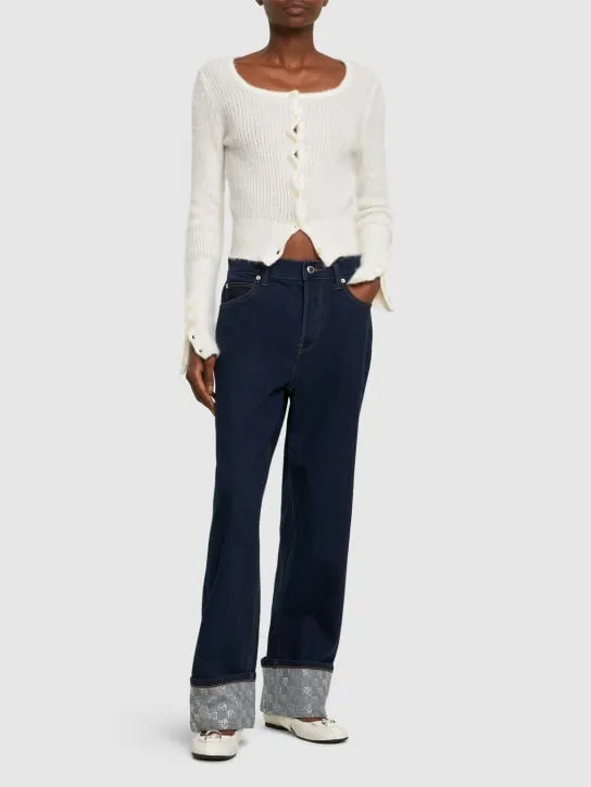 Alexander Wang   Embellished straight cotton jeans 
