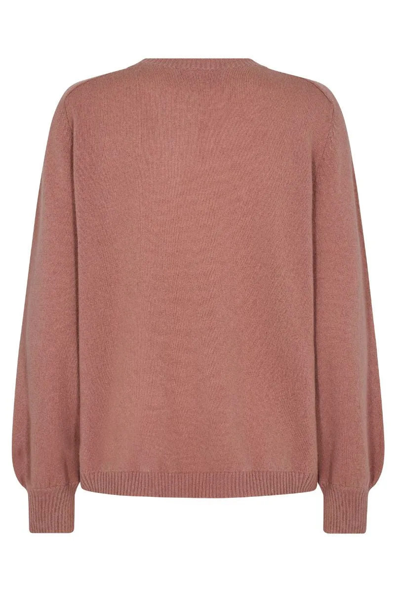 Alicent Cashmere O-Neck Knit | Burlwood | Strik fra Mos Mosh