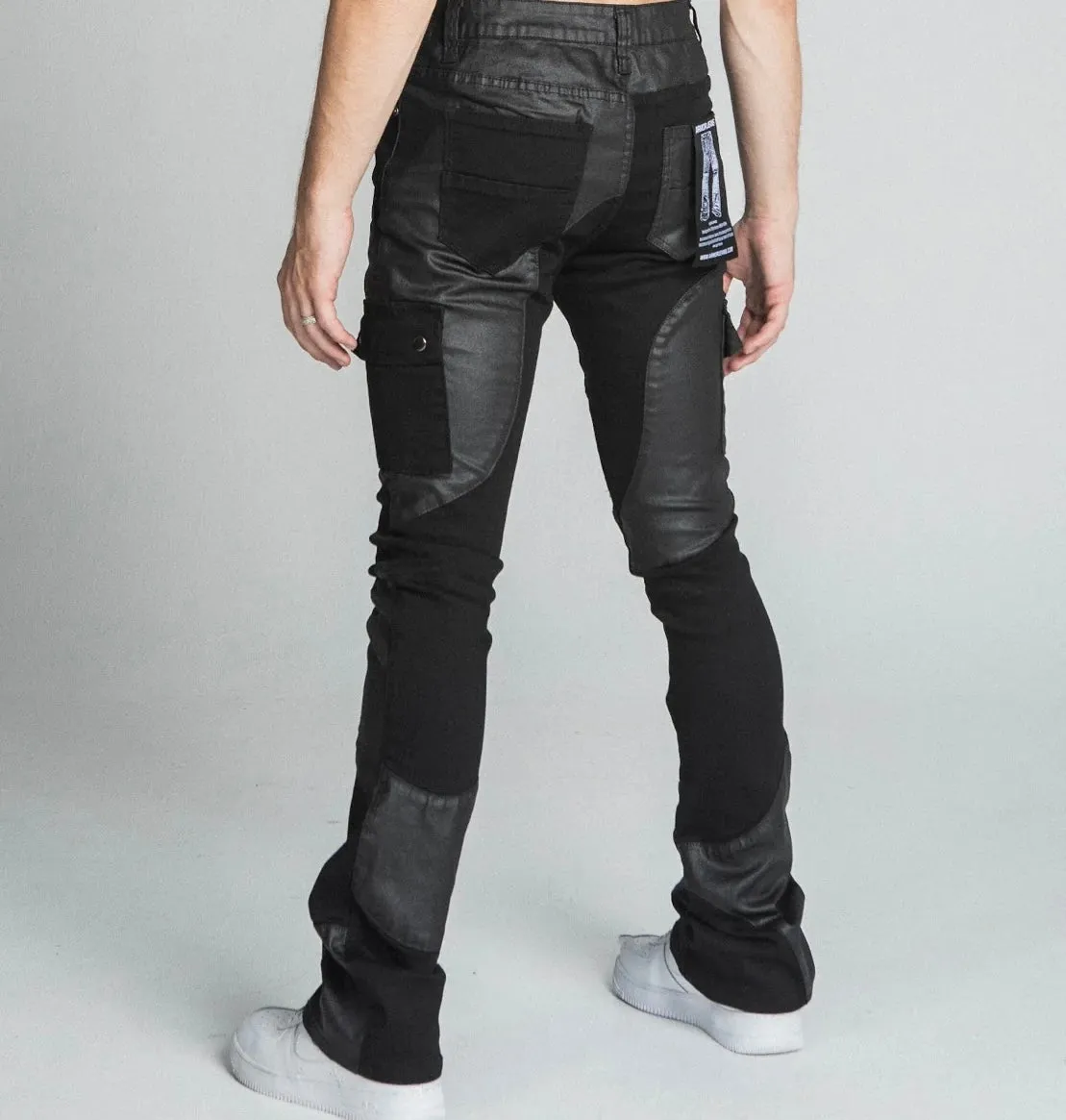 Armor Color Block Mid-Rise Stacked Black Jeans