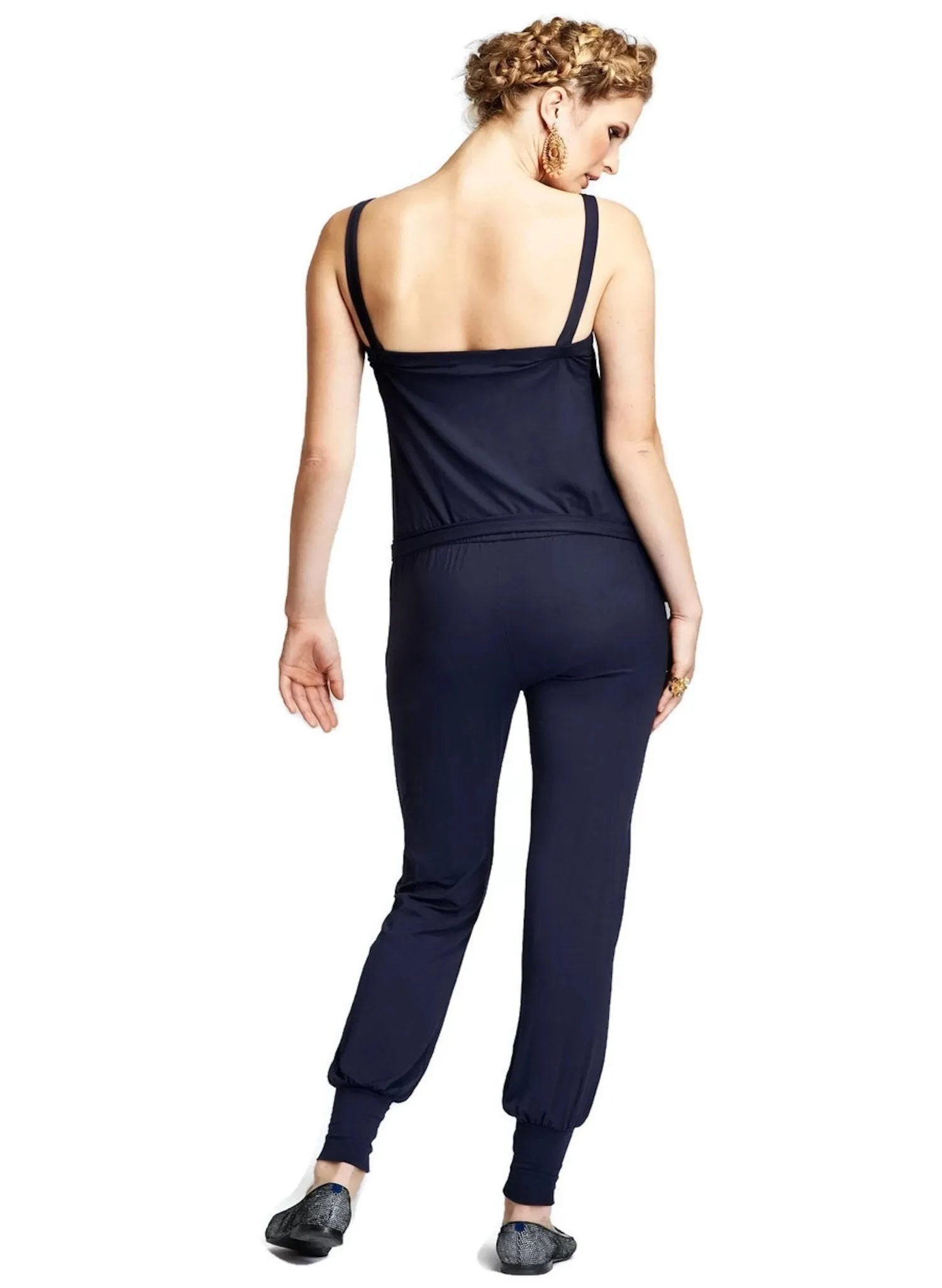 Bangkok Jersey Maternity Jumpsuit - Blue