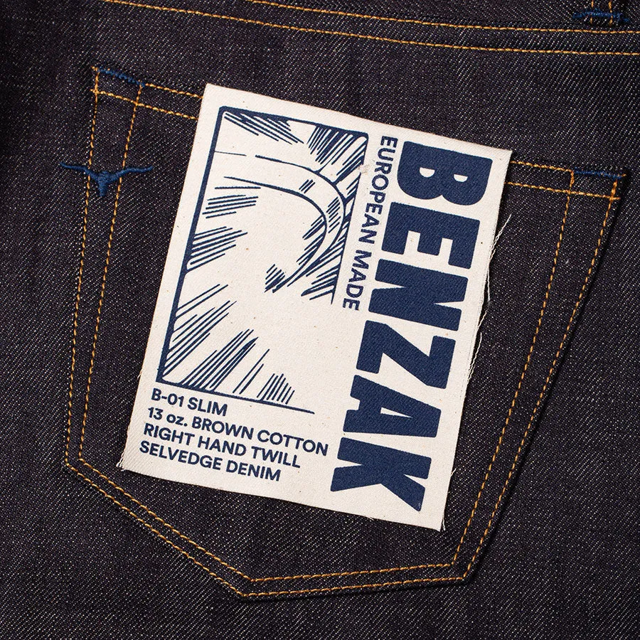 Benzak Denim Developers - B-01 SLIM - 13 oz. Brown Cotton Selvedge