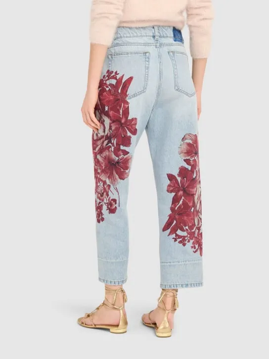 Blumarine   Printed baggy high rise cropped jeans 