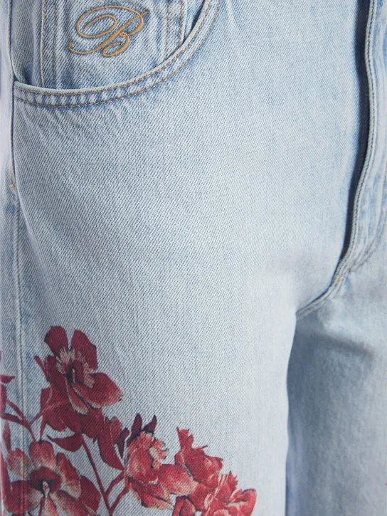 Blumarine   Printed baggy high rise cropped jeans 