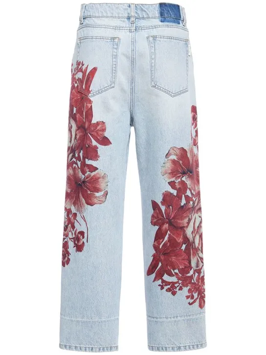 Blumarine   Printed baggy high rise cropped jeans 