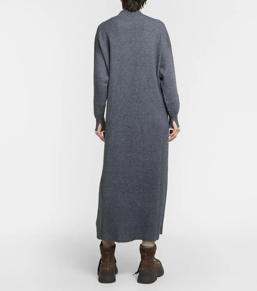 Brunello Cucinelli Ribbed-knit cotton and alpaca midi dress
