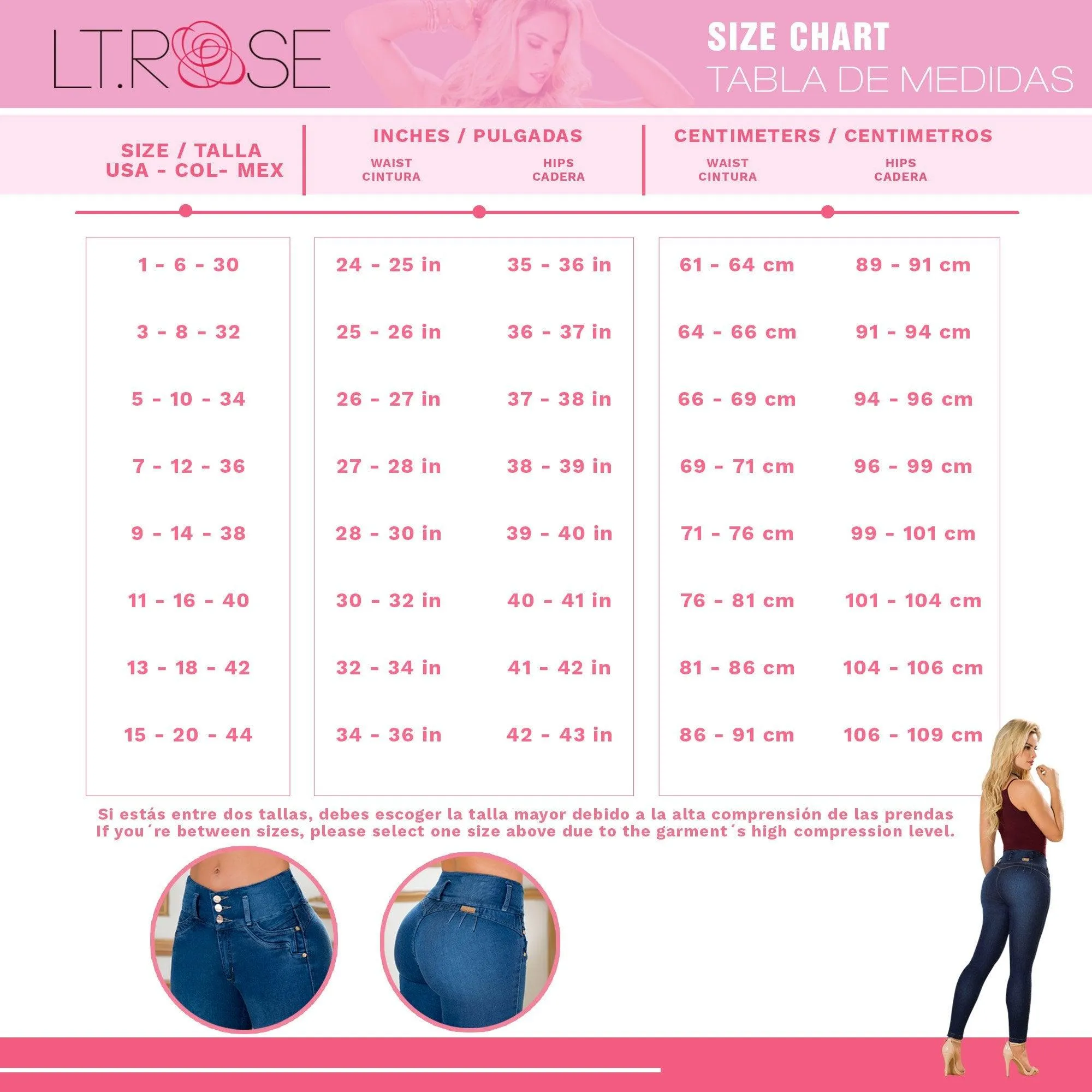 Butt Lifter Colombian Jeans with Back Pockets Laty Rose CS3B02