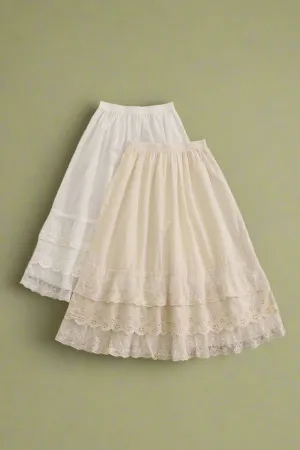 Cottagecore Layered Lace Midi Skirt