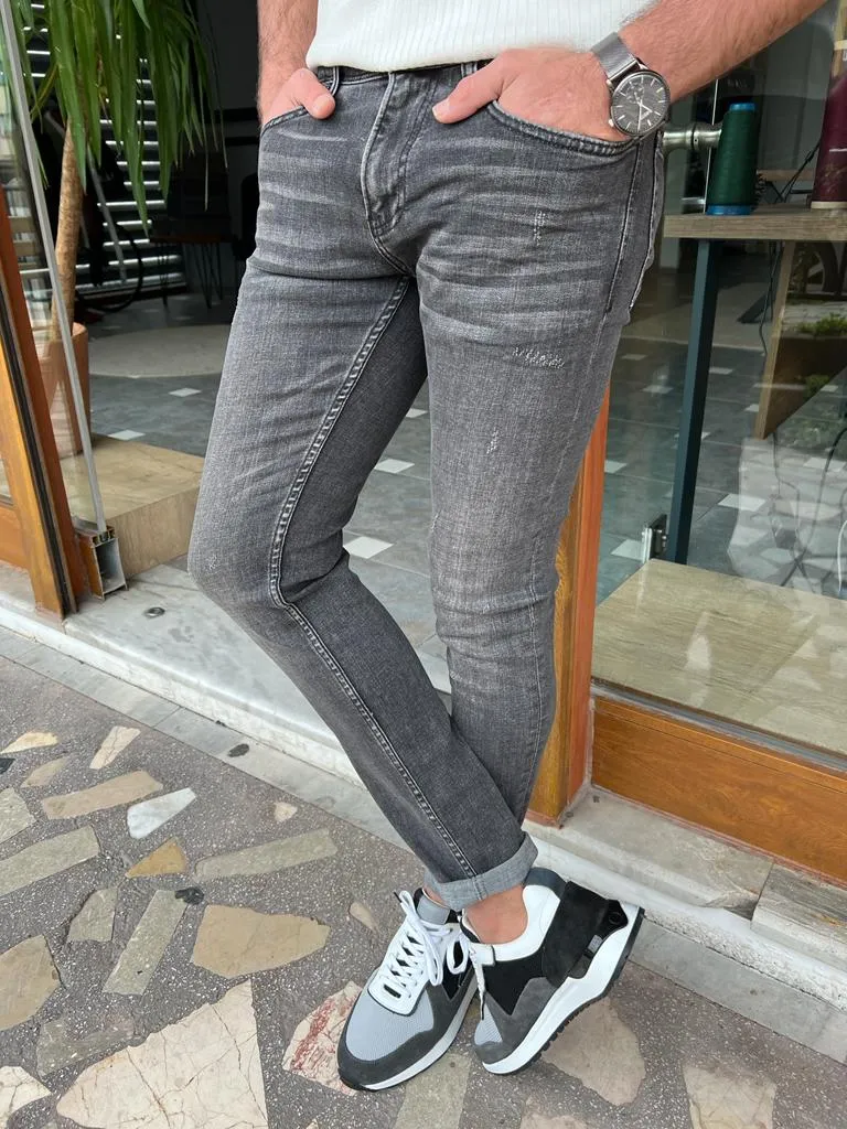 Dark Gray Slim Fit Jeans for Men by GentWith.com | Worldwide Shipping