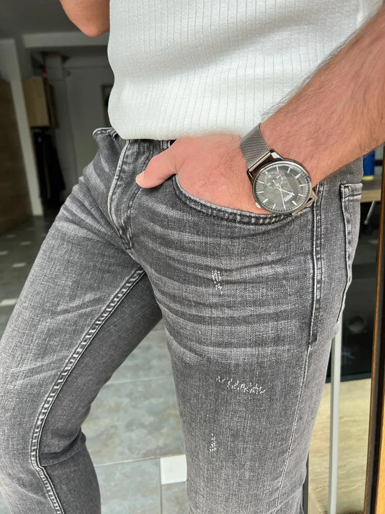 Dark Gray Slim Fit Jeans for Men by GentWith.com | Worldwide Shipping