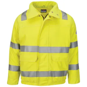 FR HI-VIS LINED INSULATED BOMBER - HV-Yellow Green | Bulwark JMJ4