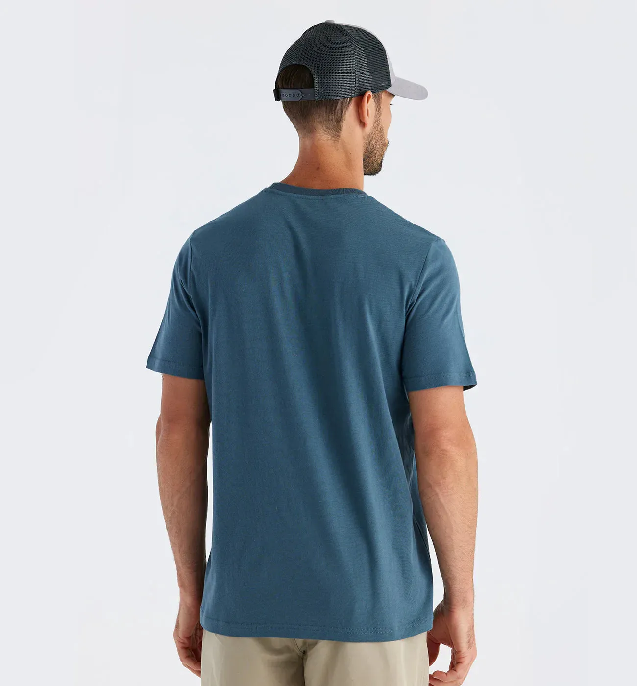 Free Fly Men's Bamboo Heritage Pocket Tee in Slate Blue