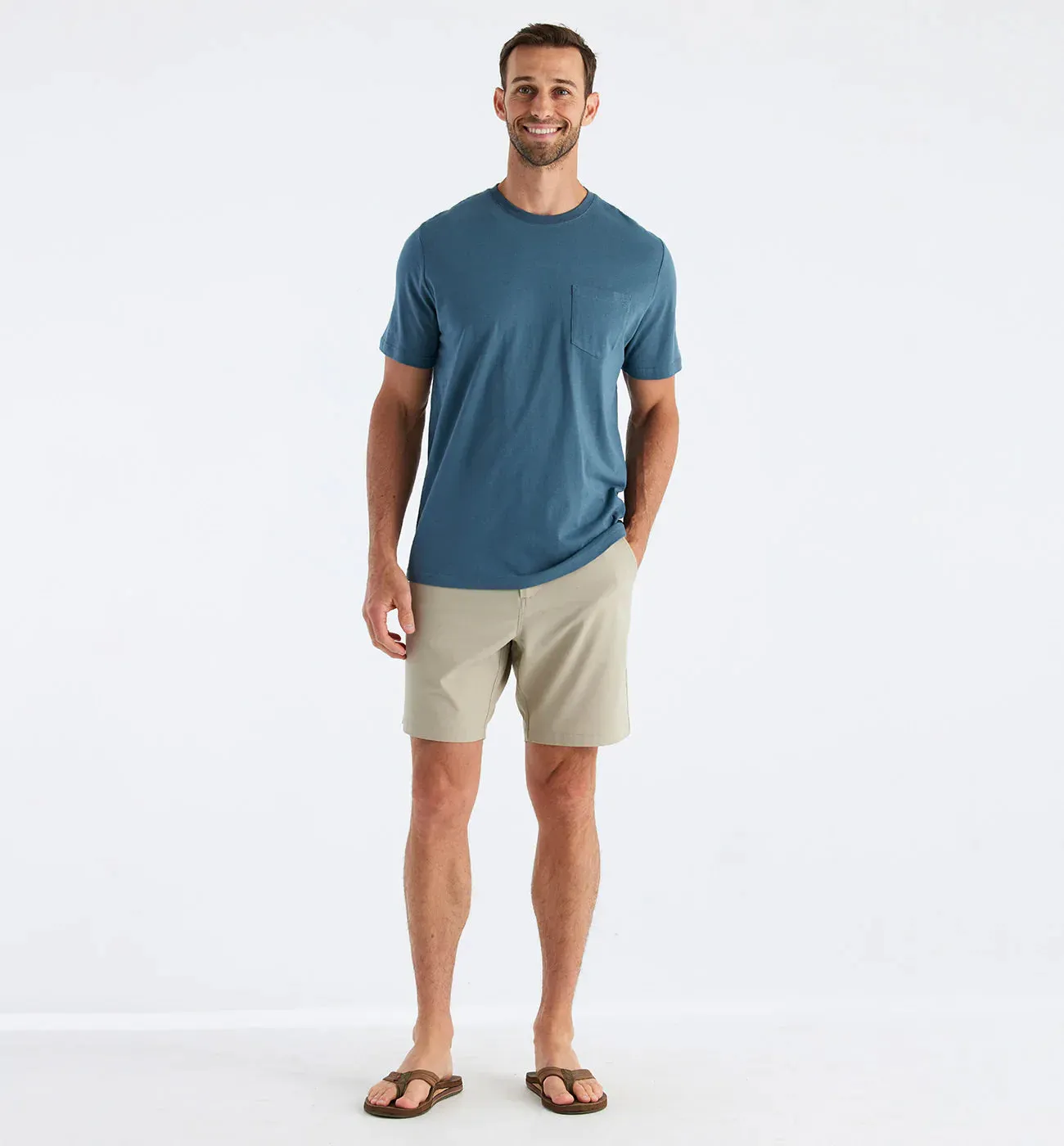 Free Fly Men's Bamboo Heritage Pocket Tee in Slate Blue