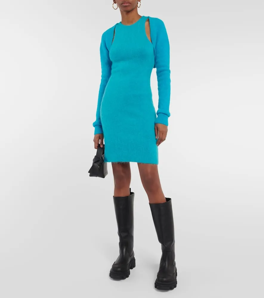 Ganni Alpaca and wool-blend minidress