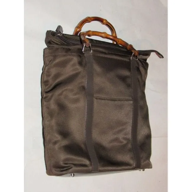 Gucci Bag Tote W Canvasleather Top Handle Shopper Handles Burgundy Brown Canvasbamboo Canvasleatherb
