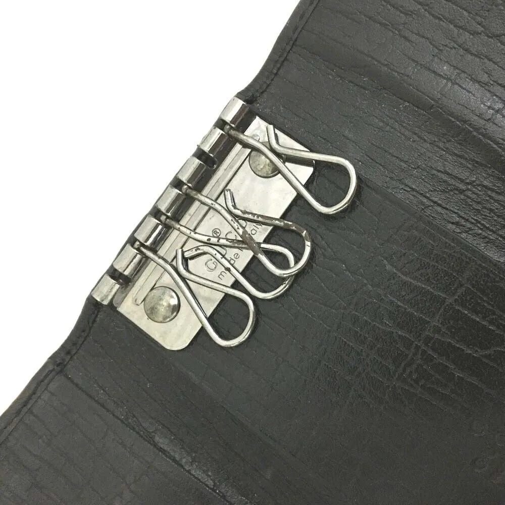 Gucci, black Guccissima print/leather, tri-fold, key holder/card holder, mini- wallet w bamboo accent & slots for your cards