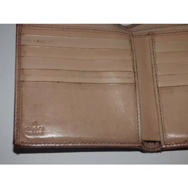 Gucci Floral Print Pink Leather Bamboo Line Wallet