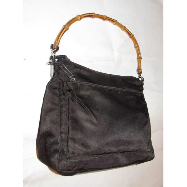 Gucci Vintage Pursesdesigner Purses Brown Canvas And Leather With A Bamboo Handle Accents Satchel