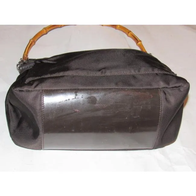 Gucci Vintage Pursesdesigner Purses Brown Canvas And Leather With A Bamboo Handle Accents Satchel