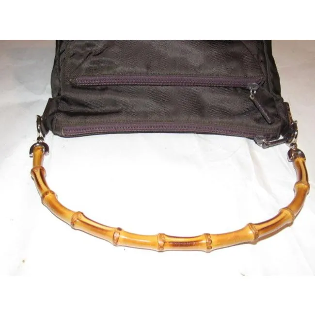 Gucci Vintage Pursesdesigner Purses Brown Canvas And Leather With A Bamboo Handle Accents Satchel