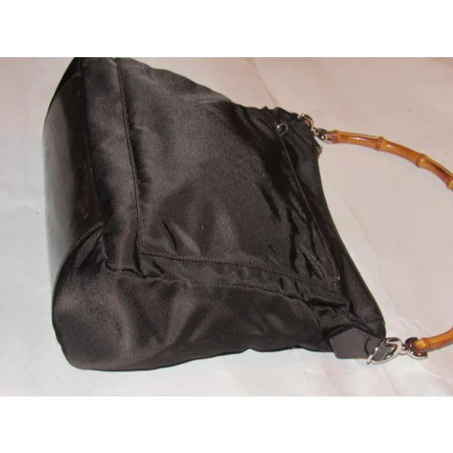 Gucci Vintage Pursesdesigner Purses Brown Canvas And Leather With A Bamboo Handle Accents Satchel