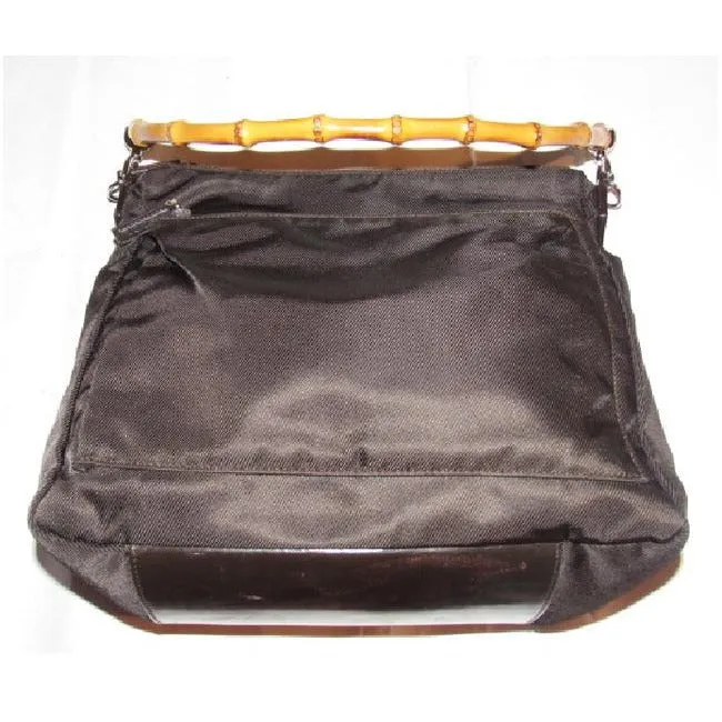 Gucci Vintage Pursesdesigner Purses Brown Canvas And Leather With A Bamboo Handle Accents Satchel