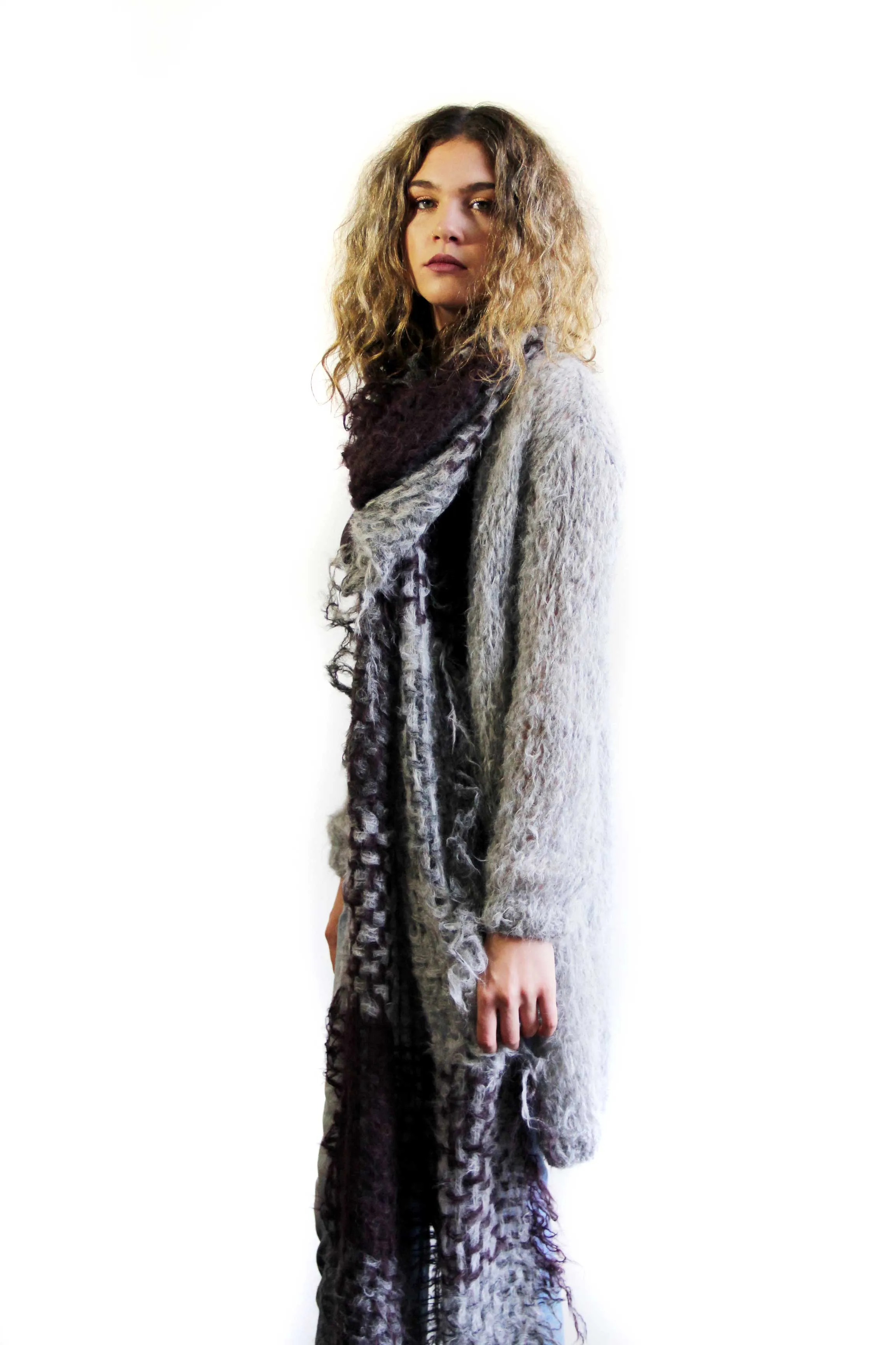 Hand loom Alpaca wrap - greys