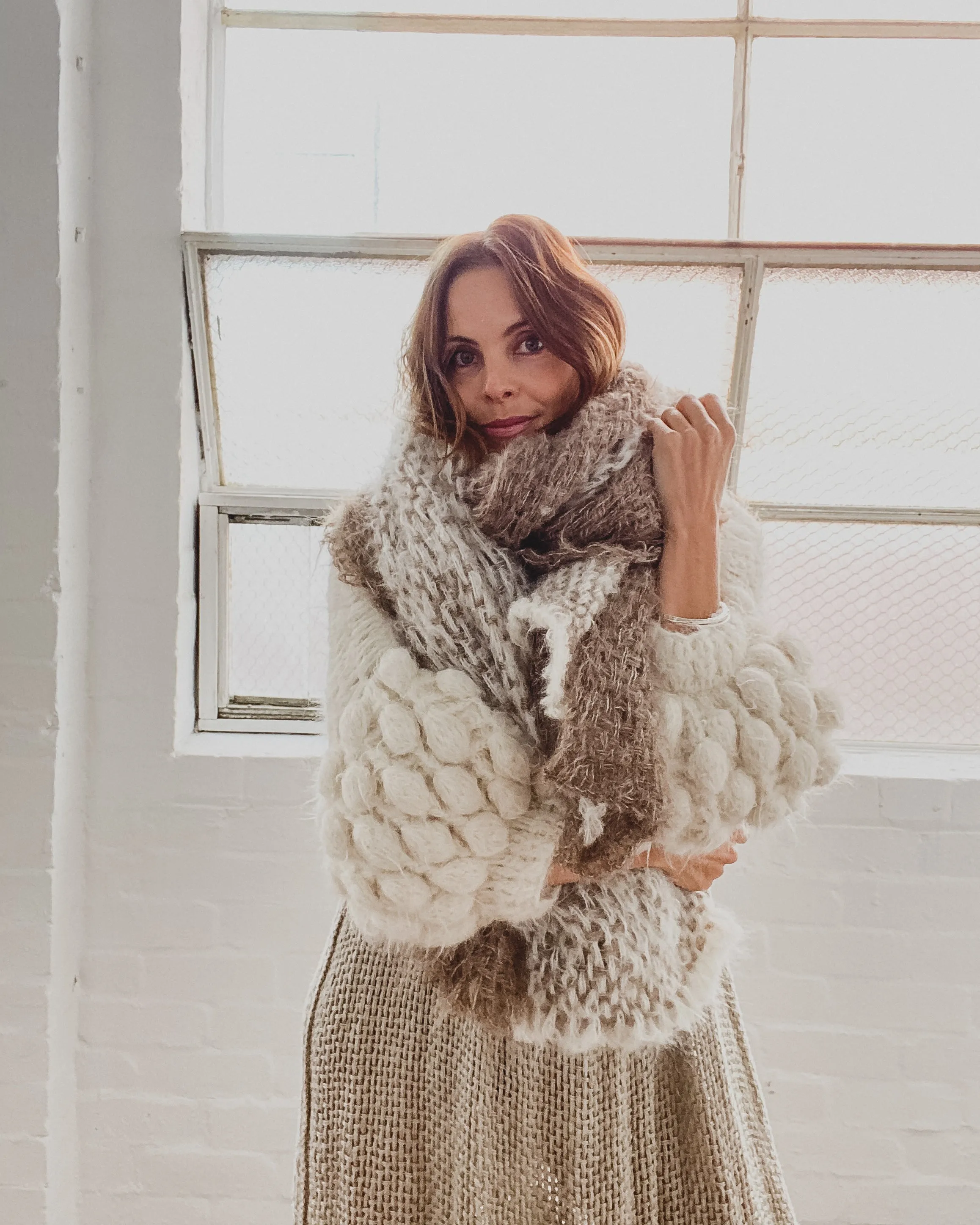 Hand loom Alpaca wrap - greys
