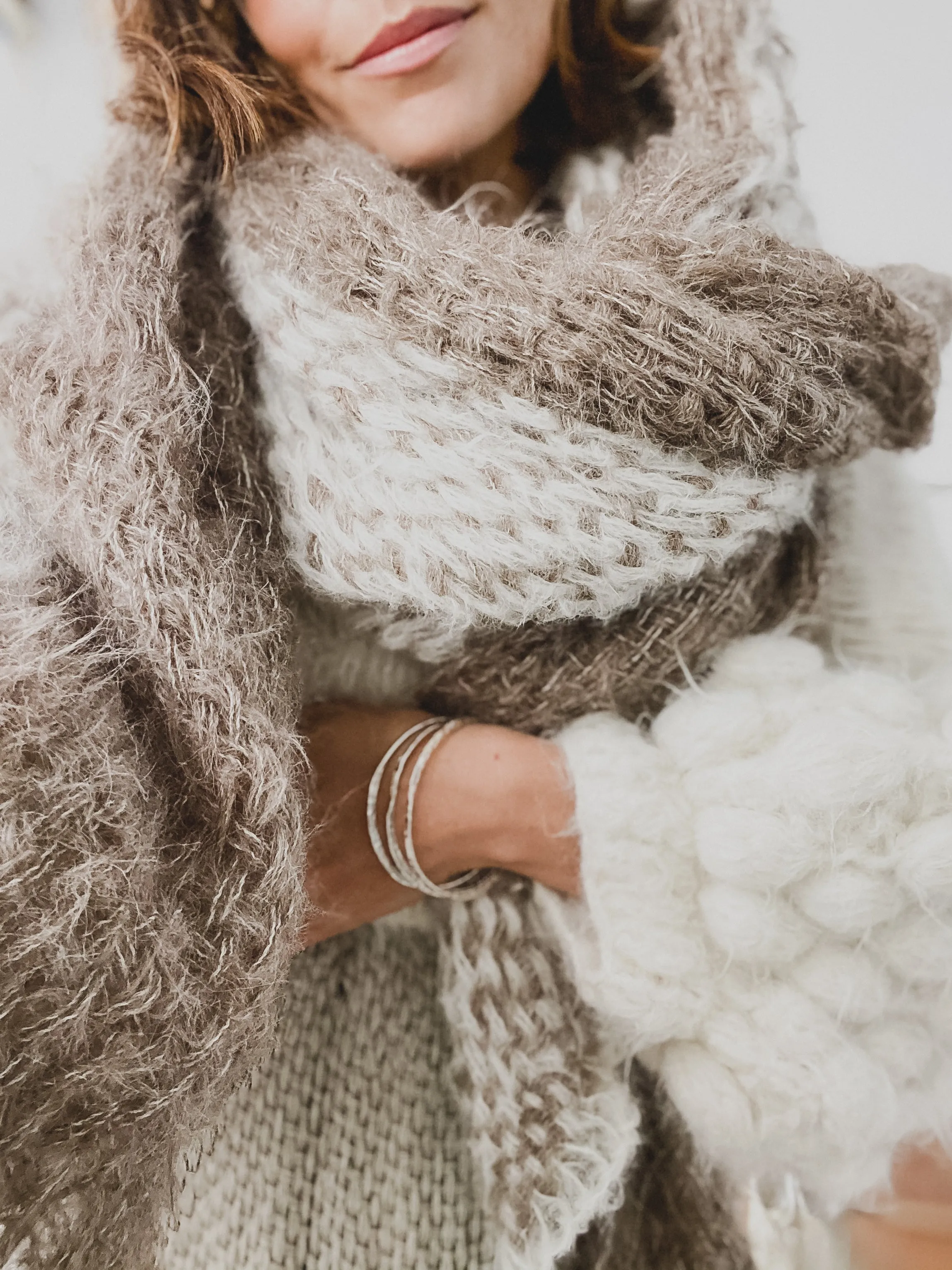 Hand loom Alpaca wrap - Pinks