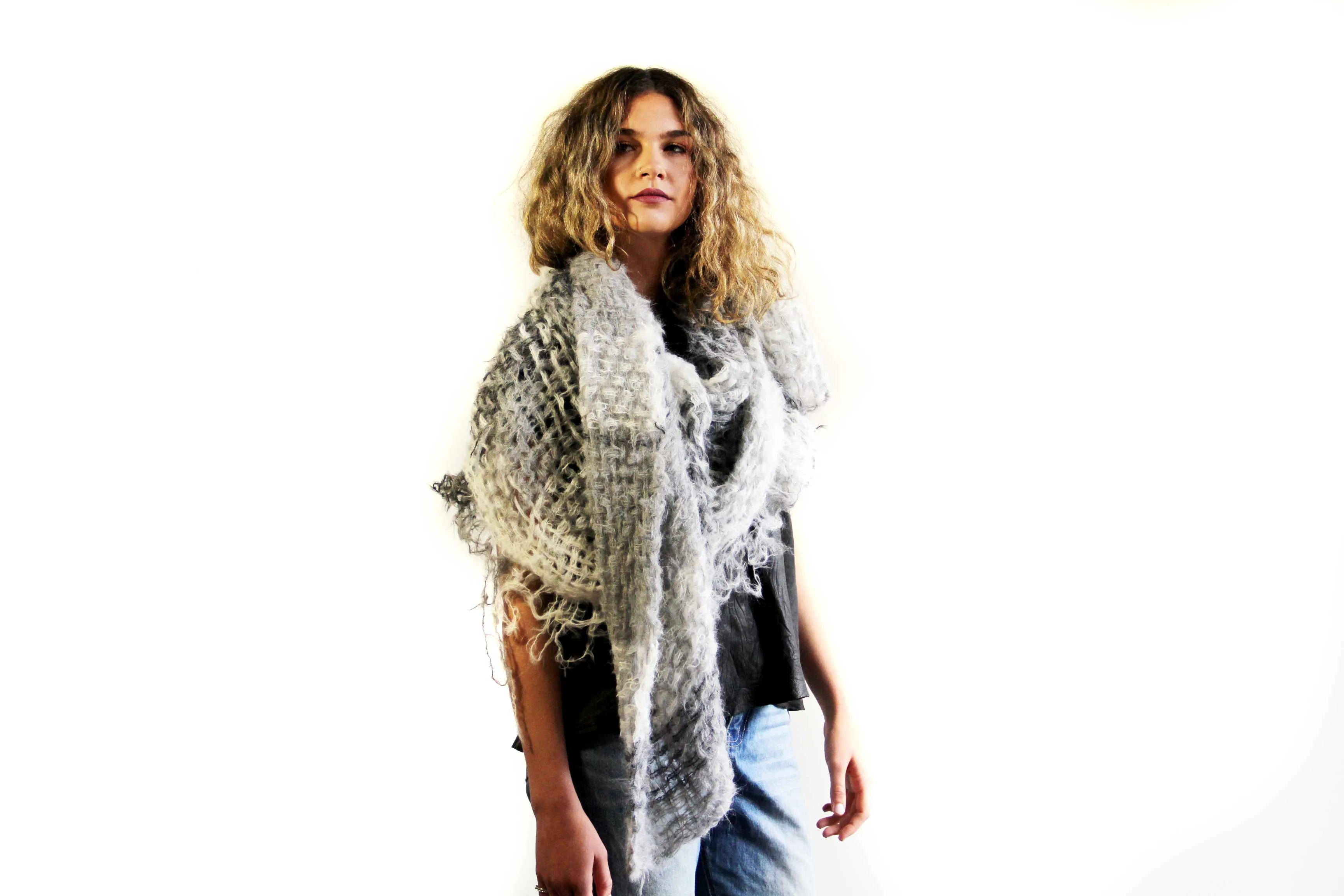 Hand loom Alpaca wrap - Pinks