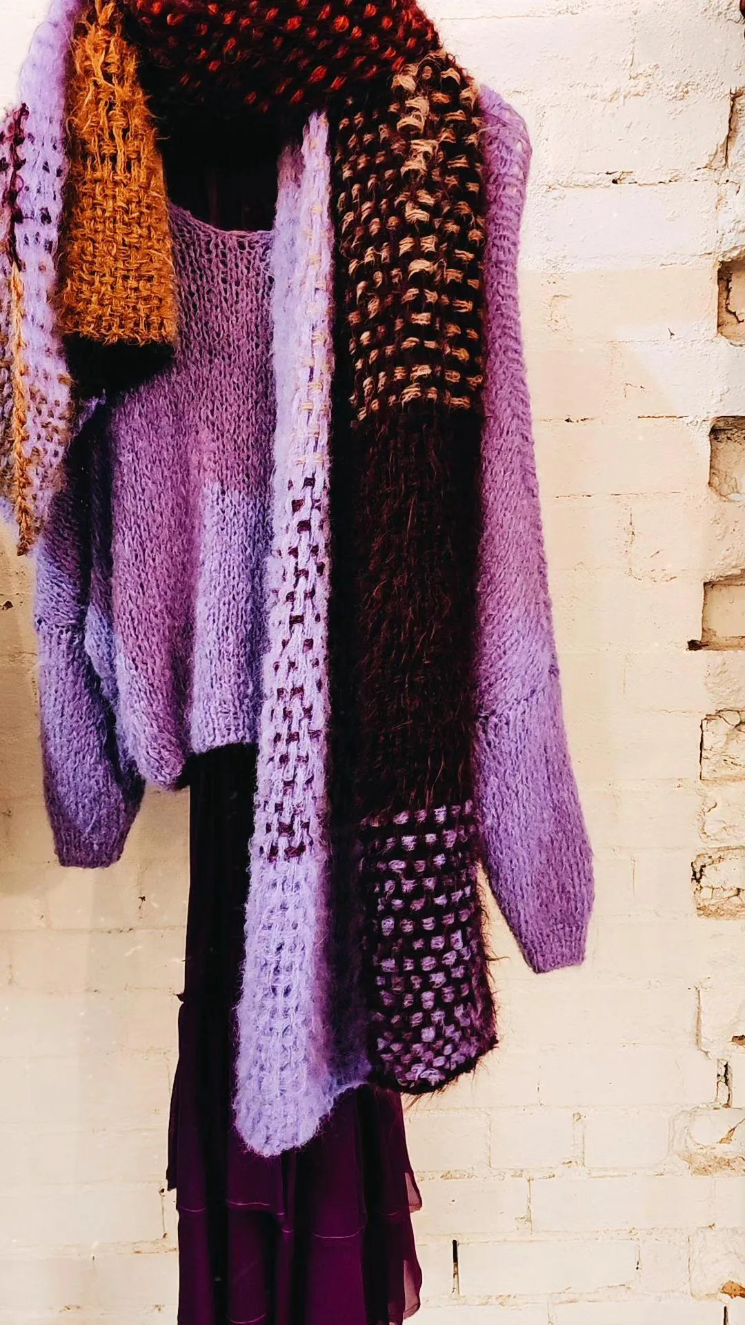 Hand loom Alpaca wrap - Pinks