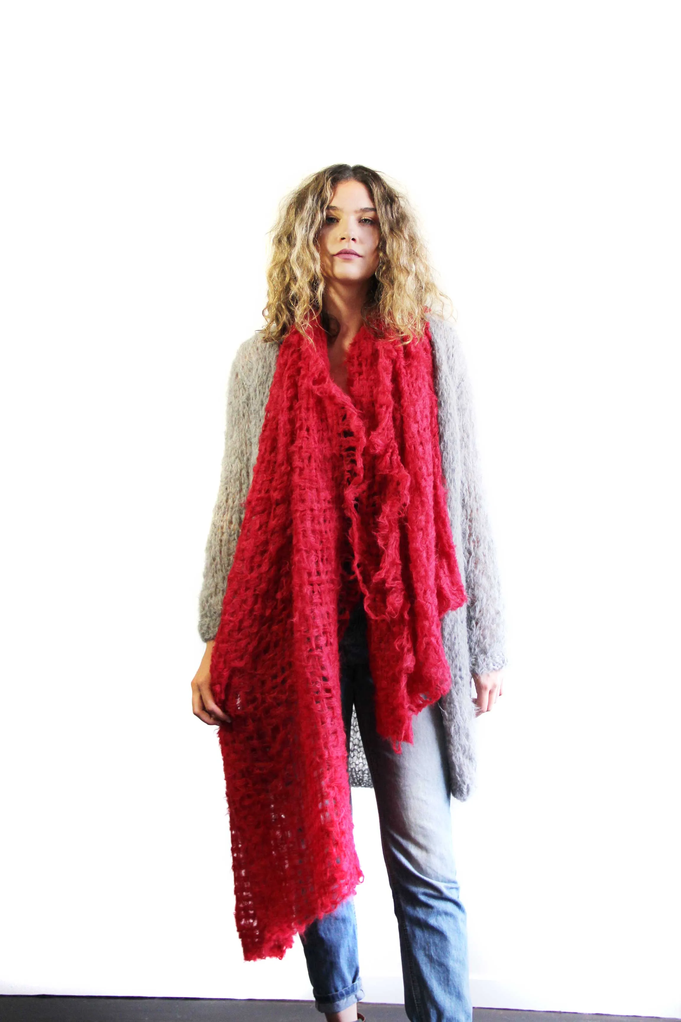 Hand loom Alpaca wrap - Pinks