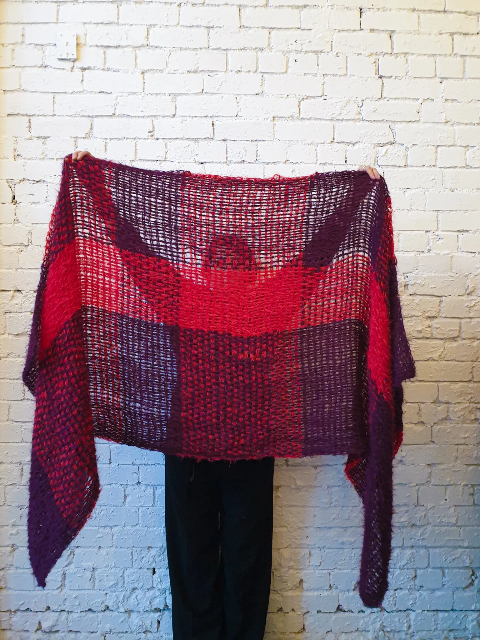 Hand loom Alpaca wrap - Pinks