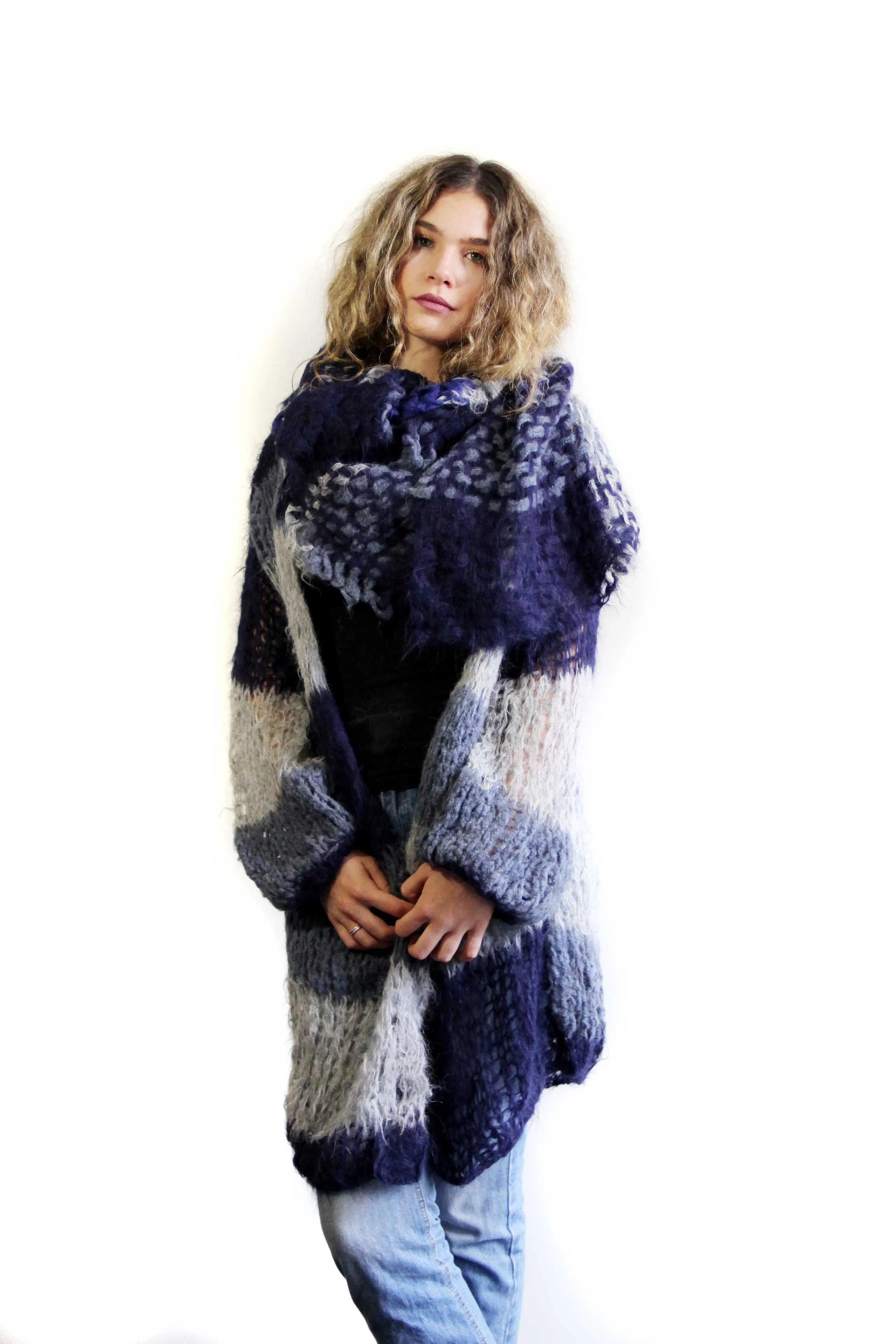 Hand loom Alpaca wrap - Pinks