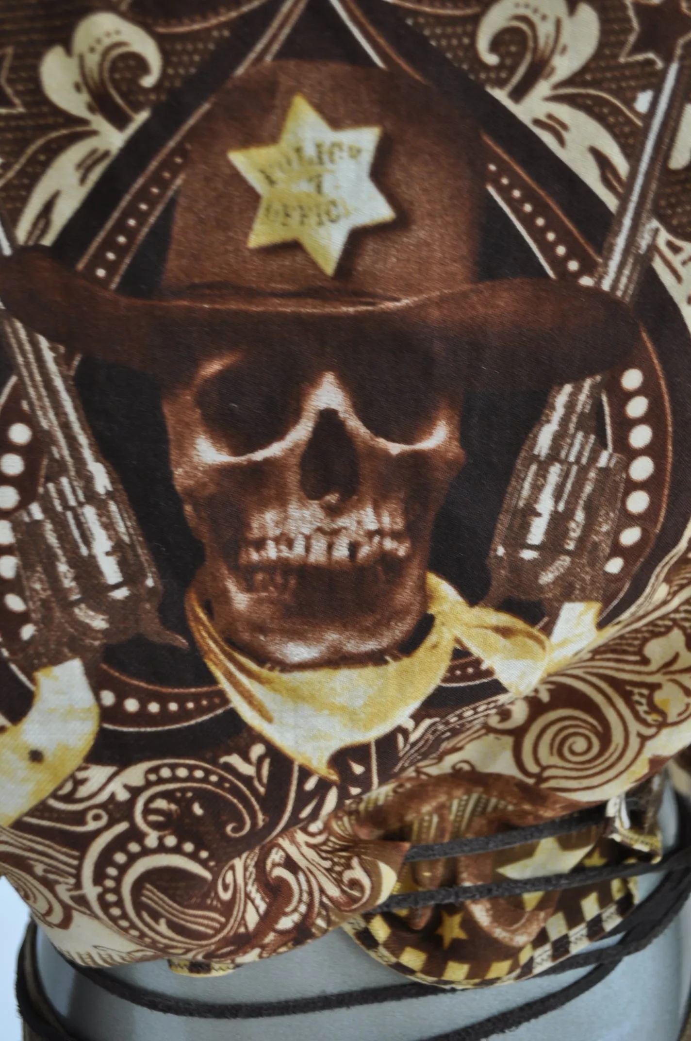Jean Paul Gaultier top with Sheriff and indian  print Gaultier jeans collection