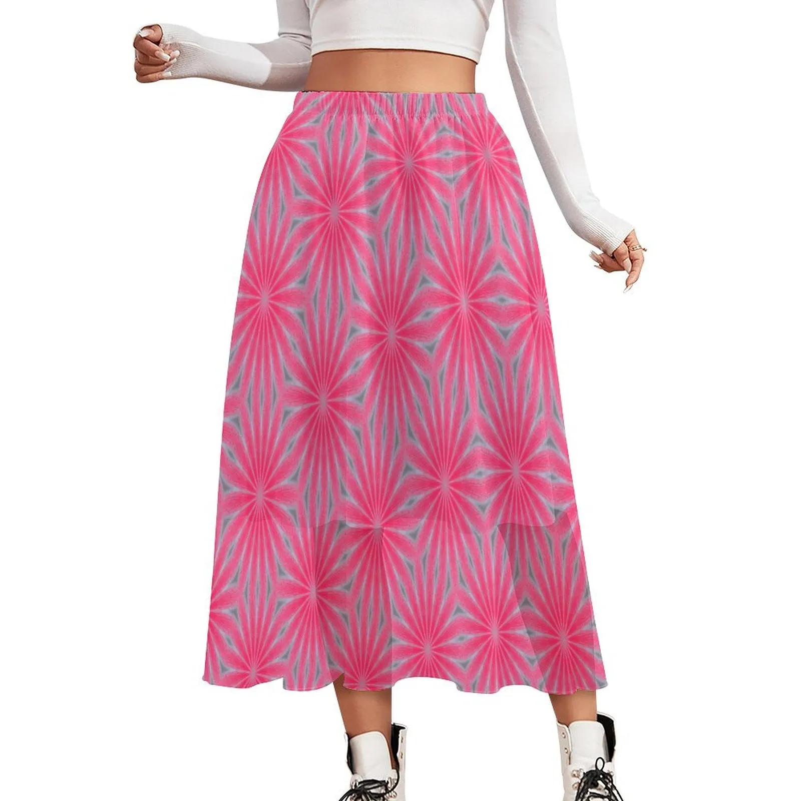 Layered Chiffon Skirt Pink Butterfly Balm Swirl