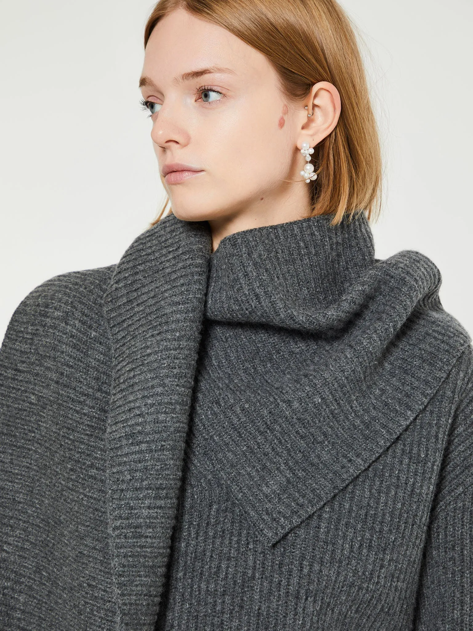 Long Scarf Knit in Dark Grey Melange