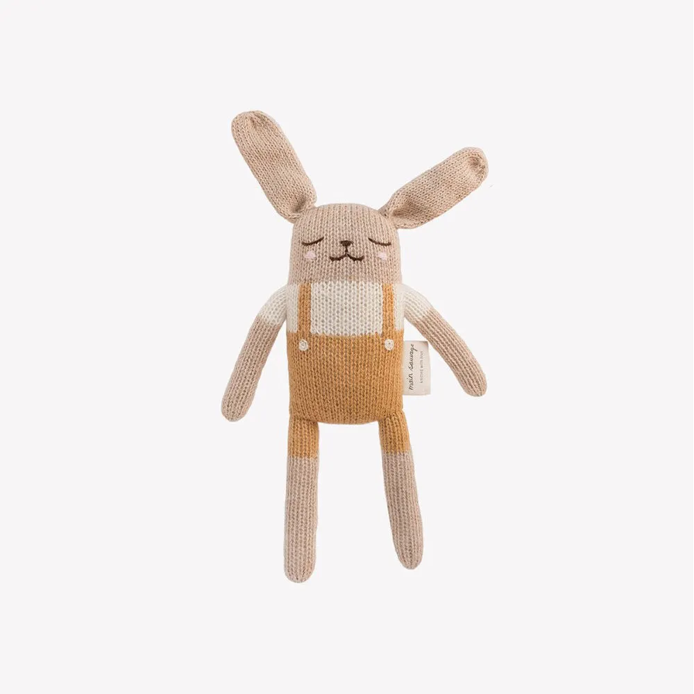 Main Sauvage - bunny knit toy ochre