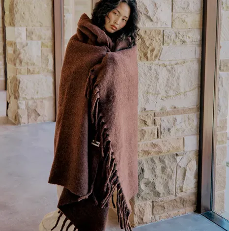MERINO ALPACA THROW | COCOA