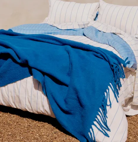 MERINO ALPACA THROW | COLBALT