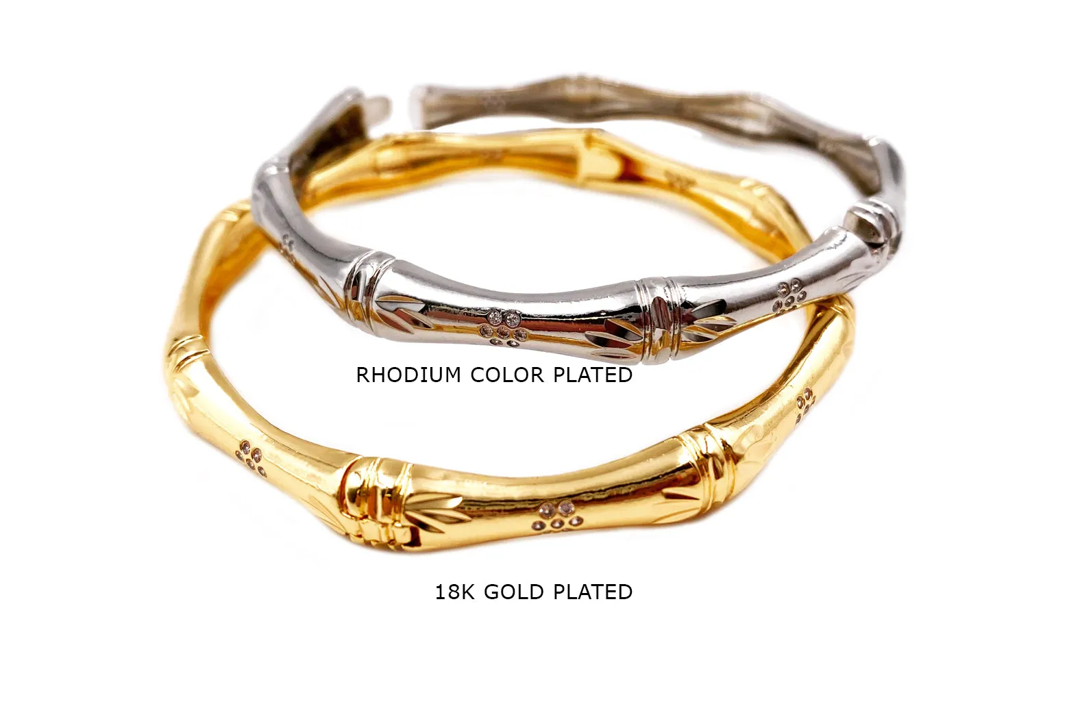MP4014 Bamboo Bangle Bracelet With Rhinestone