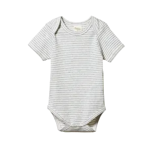 Nature Baby Bodysuit Short Sleeve - Grey Marl Stripe