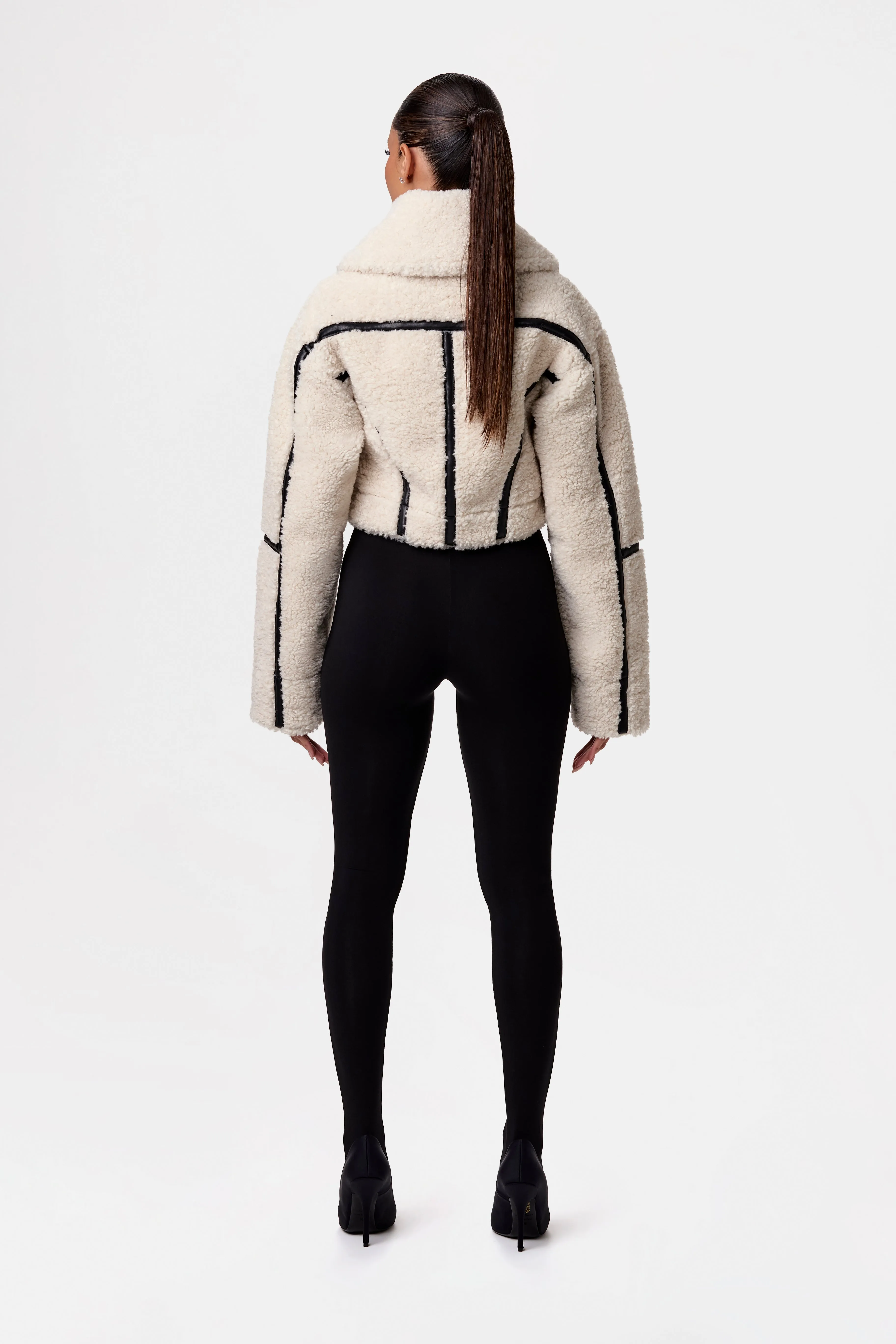 Reversible Vegan Leather Sherpa Jacket