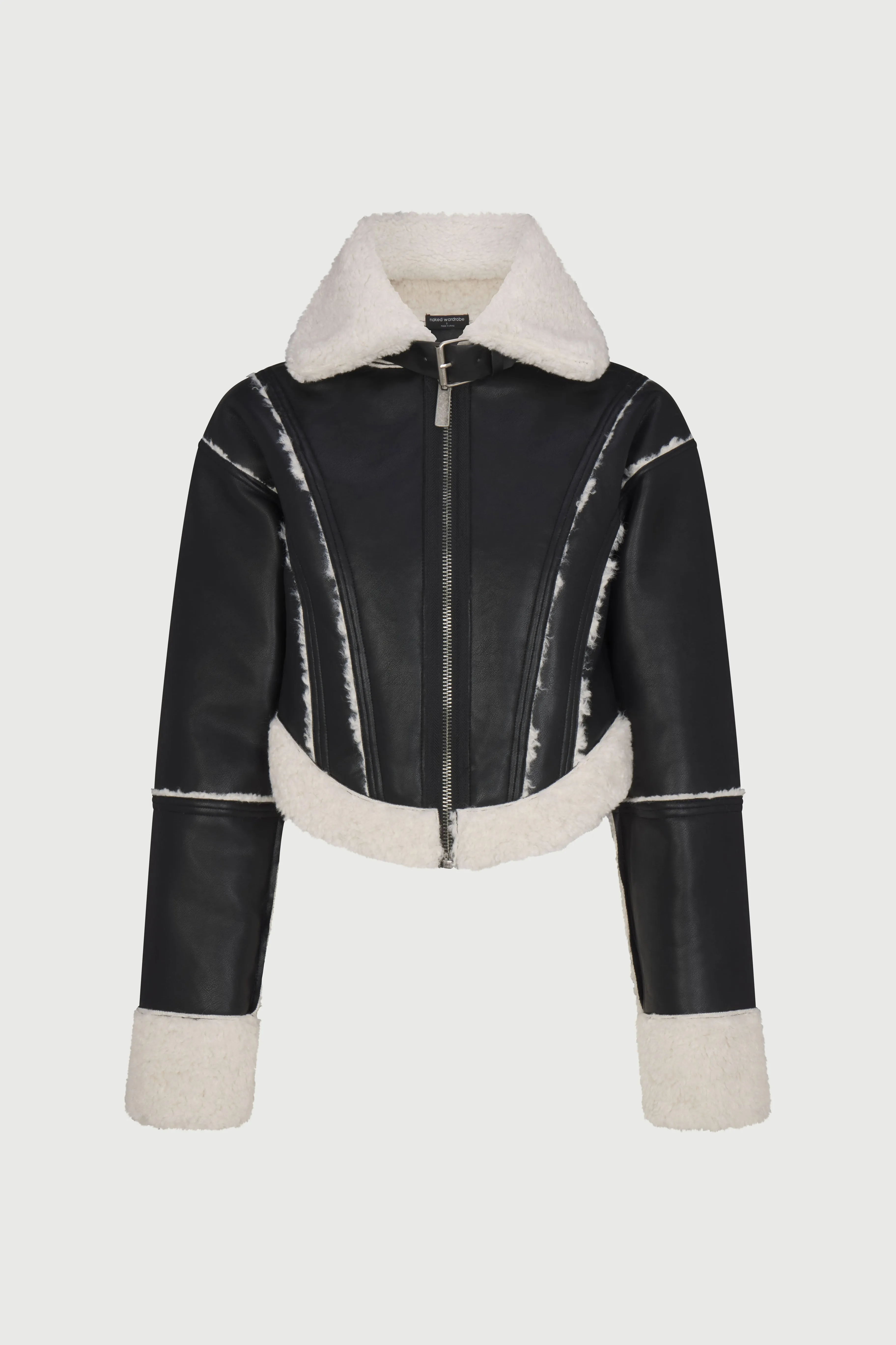 Reversible Vegan Leather Sherpa Jacket
